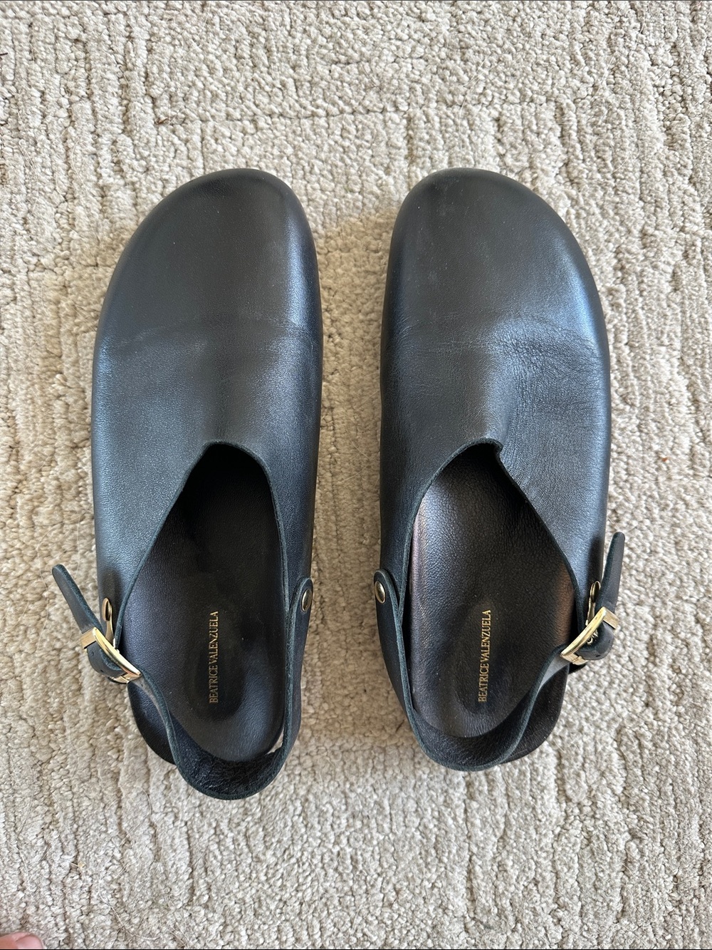Beatrice Valenzuela Black Leather Clogs